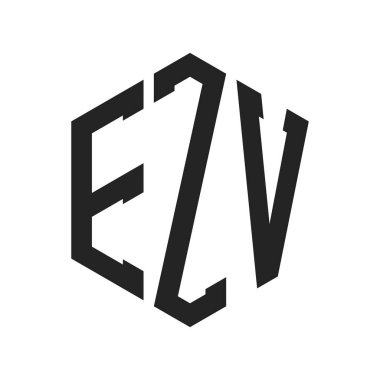 EZV Logo Tasarımı. Altıgen şekilli ilk Harf EZV Monogram Logosu