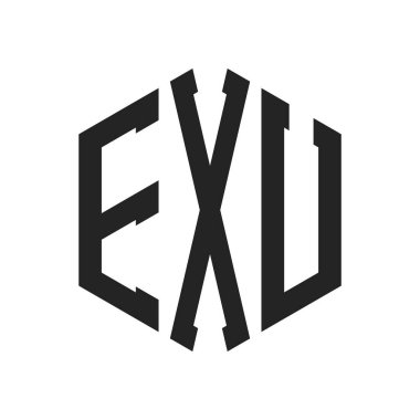 EXU Logo Tasarımı. İlk Harf EXU Monogram Logosu Altıgen şekilli