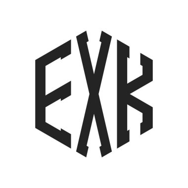 EXK Logo Tasarımı. Altıgen şekilli EXK İlk Harf Monogram Logosu