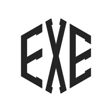 EXE Logo Tasarımı. İlk Harf EXE Monogram Logosu Altıgen şekilli