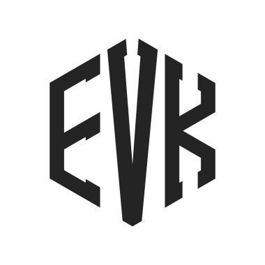 EVK Logo Tasarımı. İlk Harf EVK Monogram Logosu Altıgen şekli ile