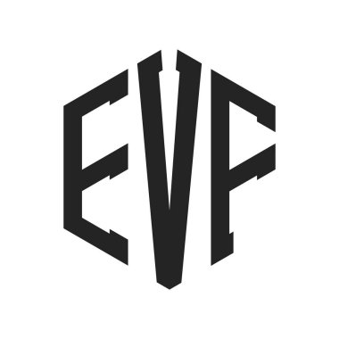EVF Logo Tasarımı. İlk Harf EVF Monogram Logosu Hexagon şekli ile