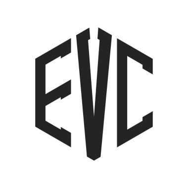 EVC Logo Tasarımı. İlk Harf EVC Monogram Logosu Altıgen şekilli