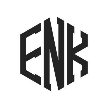 ENK Logo Tasarımı. Altıgen şekil kullanan İlk Harf ENK Monogram Logosu