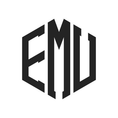 EMU Logo Tasarımı. İlk Harf EMU Monogram Logosu Altıgen şekli ile