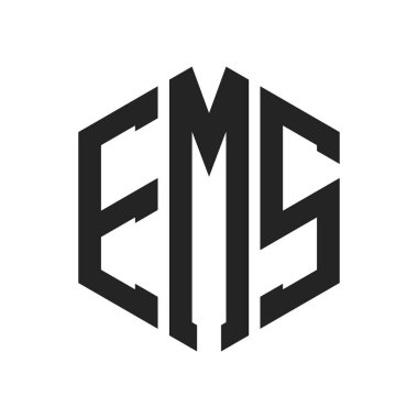 EMS Logo Tasarımı. Altıgen şekilli ilk Harf EMS Monogram Logosu