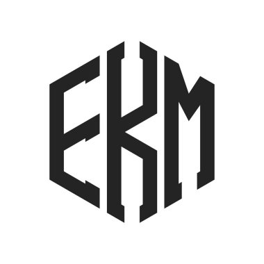 EKM Logo Tasarımı. Altıgen şekil kullanan İlk Harf EKM Monogram Logosu