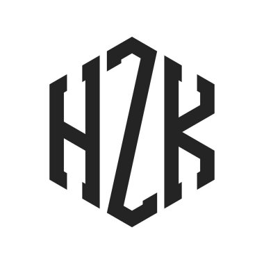 HZK Logo Tasarımı. İlk Harf HZK Monogram Logosu Hexagon şekli ile