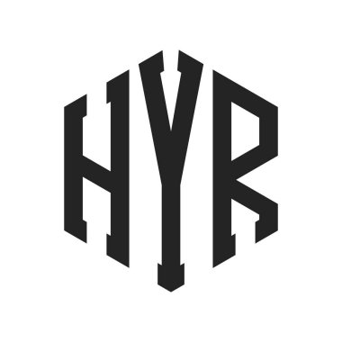 HYR Logo Tasarımı. İlk Harf HYR Monogram Logosu Hexagon şekli ile