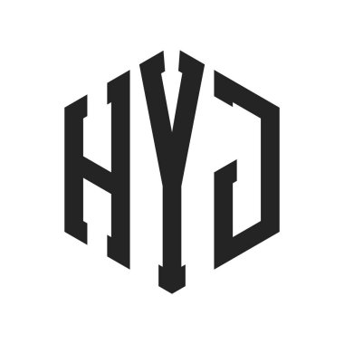 HYJ Logo Tasarımı. İlk Harf HYJ Monogram Logosu Hexagon şekli ile