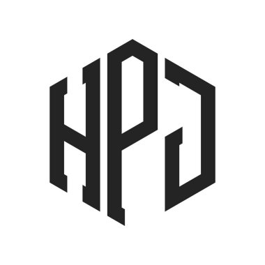 HPJ Logo Tasarımı. Altıgen şekilli Harf HPJ Monogram Logosu