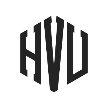 HVU Logo Tasarımı. İlk Harf HVU Monogram Logosu Hexagon şekli ile