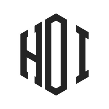 HOI Logo Tasarımı. Altıgen şekilli İlk Harf HOI Monogram Logosu