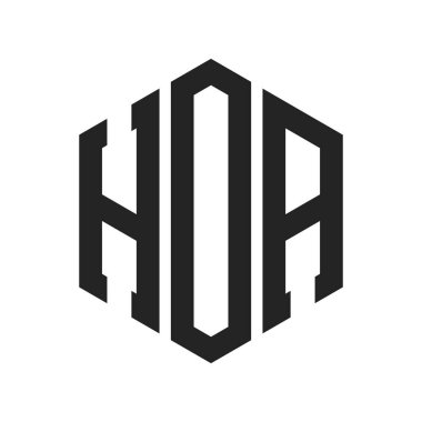 HOA logo tasarımı. Altıgen şekilli ilk Harf HOA Monogram Logosu