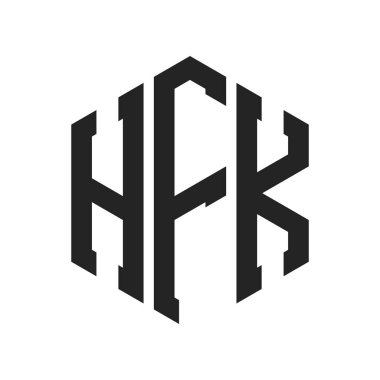 HFK Logo Tasarımı. İlk Harf HFK Monogram Logosu Hexagon şekli ile