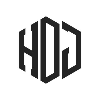 HDJ Logo Tasarımı. Altıgen şekilli Harf HDJ Monogram Logosu