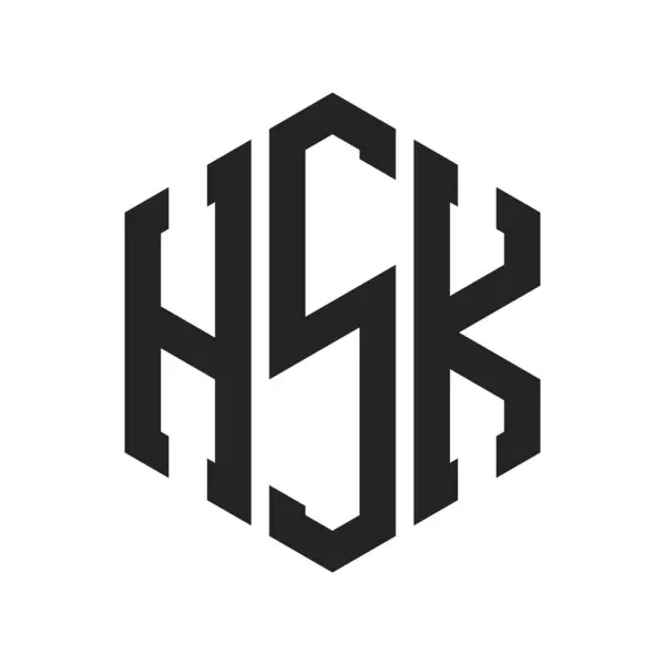 HSK Logo Tasarımı. İlk Harf HSK Monogram Logosu Hexagon şekli ile