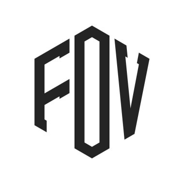 FOV Logo Tasarımı. İlk Harf FOV Monogram Logosu Hexagon şekli ile