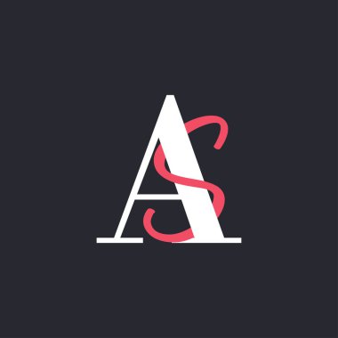 Mektup AS logosu. Mükemmel Harflenmiş Baş harfler AS Harf Logosu Tasarımı