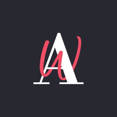 Mektup AW logosu. Mükemmel Harmanlanmış Baş harfler AW Harf Logosu Tasarımı