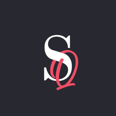 Harf SQ logosu. Mükemmel Harmanlanmış Baş harfleri SQ Harf Logosu Tasarımı
