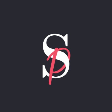 Mektup SP Logosu. Mükemmel Harmanlanmış Baş harfleri SP Harf Logosu Tasarımı