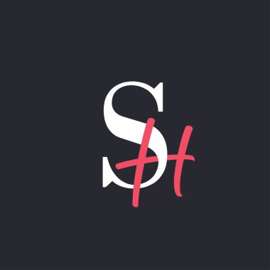SH harfi logosu. Mükemmel Harmanlanmış Baş harfleri SH Harf Logosu Tasarımı