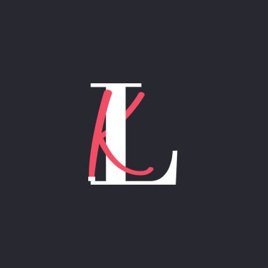 LK Logosu. Mükemmel Harmanlanmış Baş harfleri LK Harf Logosu Tasarımı