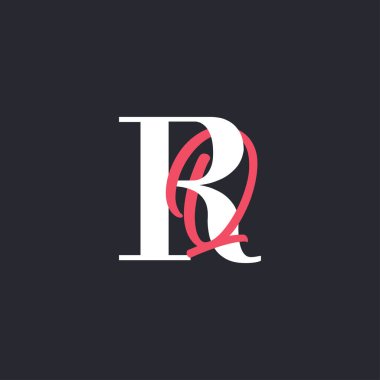 Harf RQ Logosu. Mükemmel Harmanlanmış Baş harfleri RQ Harf Logosu Tasarımı