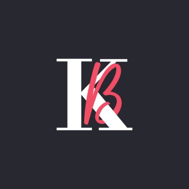 Harf KB Logosu. Mükemmel Harmanlanmış Baş harfleri KB Harf Logo Tasarımı