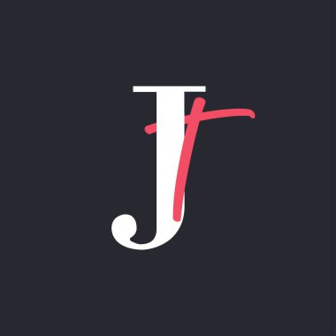Harf JT Logosu. Mükemmel Harmanlanmış Baş harfleri JT Harf Logosu Tasarımı