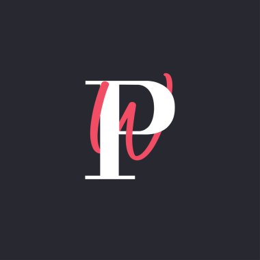 Harf PW Logosu. Mükemmel Harmanlanmış Baş harfleri PW Harf Logosu Tasarımı