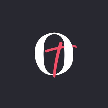 Harf OT Logosu. Mükemmel Harmanlanmış Baş harfleri OT Harf Logosu Tasarımı
