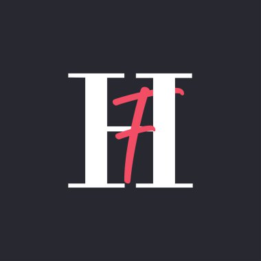 HF logosu. Mükemmel Harmanlanmış Baş harfleri HF Harf Logosu Tasarımı
