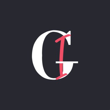 Harf GI logosu. Mükemmel Harmanlanmış Baş harfleri GI Harf Logosu Tasarımı