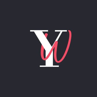 YW harfi logosu. Mükemmel Harmanlanmış Baş harfleri YW Harf Logosu Tasarımı