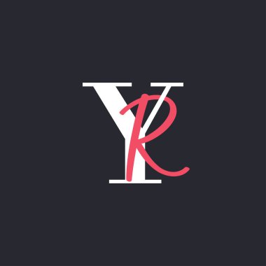 YR harfi logosu. Mükemmel Harmanlanmış Baş harfleri YR Harf Logosu Tasarımı