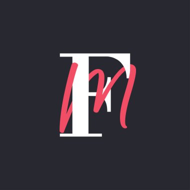 Harf FM Logosu. Mükemmel Harmanlanmış Baş harfleri FM Harf Logosu Tasarımı