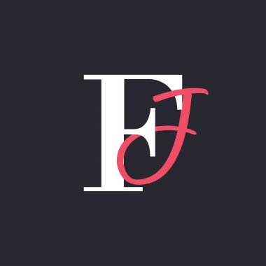 FJ harfi logosu. Mükemmel Harmanlanmış Baş harfleri FJ Harf Logosu Tasarımı