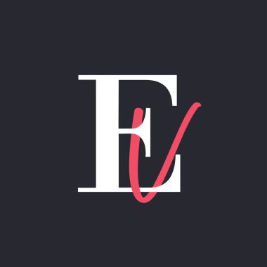 Mektup EV logosu. Mükemmel Harmanlanmış Baş harfleri EV Harf Logosu Tasarımı