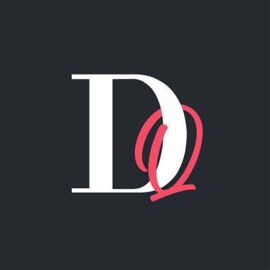 Harf DQ Logosu. Mükemmel Harmanlanmış Baş harfleri DQ Harf Logosu Tasarımı
