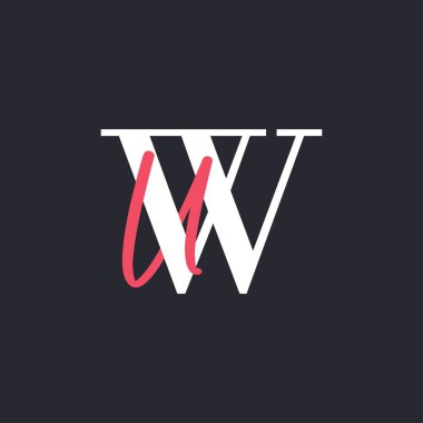 Mektup WU Logosu. Mükemmel Harmanlanmış Baş harfleri WU Harf Logosu Tasarımı