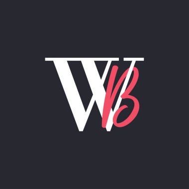 Mektup WB logosu. Mükemmel Harmanlanmış Baş harfleri WB Harf Logosu Tasarımı