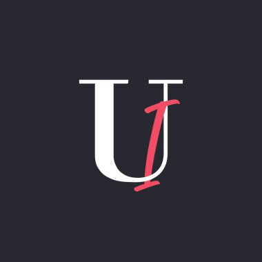 Harf UI logosu. Mükemmel Harmanlanmış Baş harfleri UI Harf Logosu Tasarımı