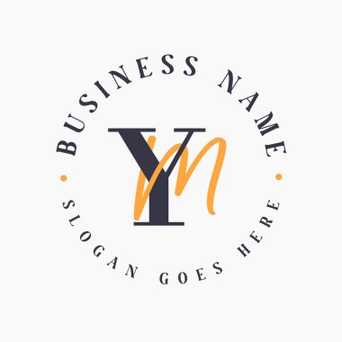 Şirket Markası için Zarif Harf YM İlk Logosu. Moda ve Güzellik Markaları için YM Harf Logosu