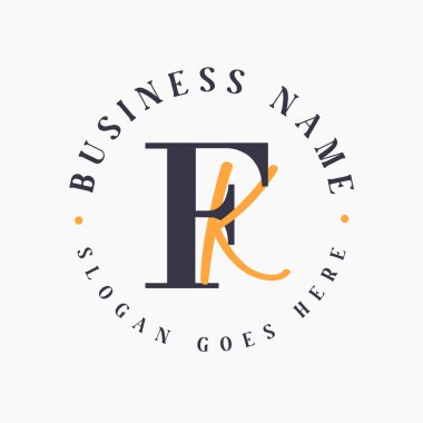 Şirket Markası için Zarif Harf FK İlk Logosu. Moda ve Güzellik Markaları için FK Lettermark Logosu
