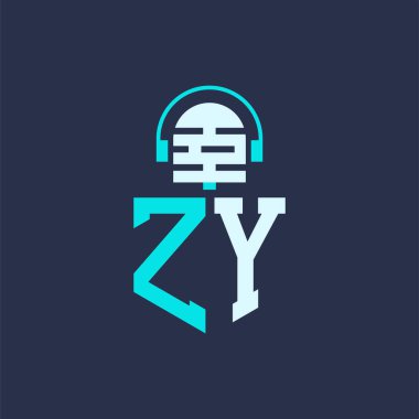 ZY Microphone Logo Design for Audio, Music, and Podcast Branding - Letter ZY Logo Professional Vector Illustration for Creative Industries clipart