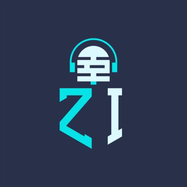 ZI Ses, Müzik ve Podcast Markalaşma için Mikrofon Logosu Tasarımı - Yaratıcı Endüstriler için ZI Logosu Profesyonel Vektör İlülasyonu