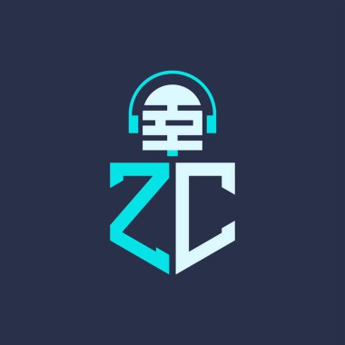 ZC Mikrofon Ses, Müzik ve Podcast Markalaştırma Logosu - Yaratıcı Endüstriler için ZC Logosu Profesyonel Vektör İllüstrasyonu