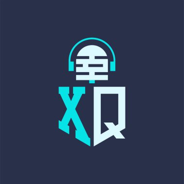 XQ Ses, Müzik ve Podcast Markalaştırma için Mikrofon Logosu Tasarımı - Yaratıcı Endüstriler için XQ Logosu Profesyonel Vektör İlülasyonu